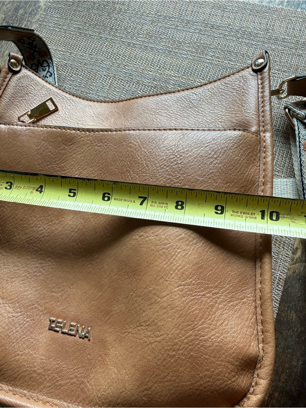 Telena brand Tan/Brown Leather Crossbody Bag - Picture 9 of 11